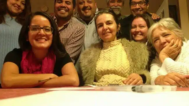 TIA November Meeting: Post-Encuentro reflection. Pictured: Juanita Rivas, Emily Aguilar Thomas, Ricky Ramon, Jose “CC” Casas, Amparo Garcia-Crow, Rupert Reyes, Mario Ramirez, Roxanne Schroeder-Arce, JoAnn Carreon-Reyes.