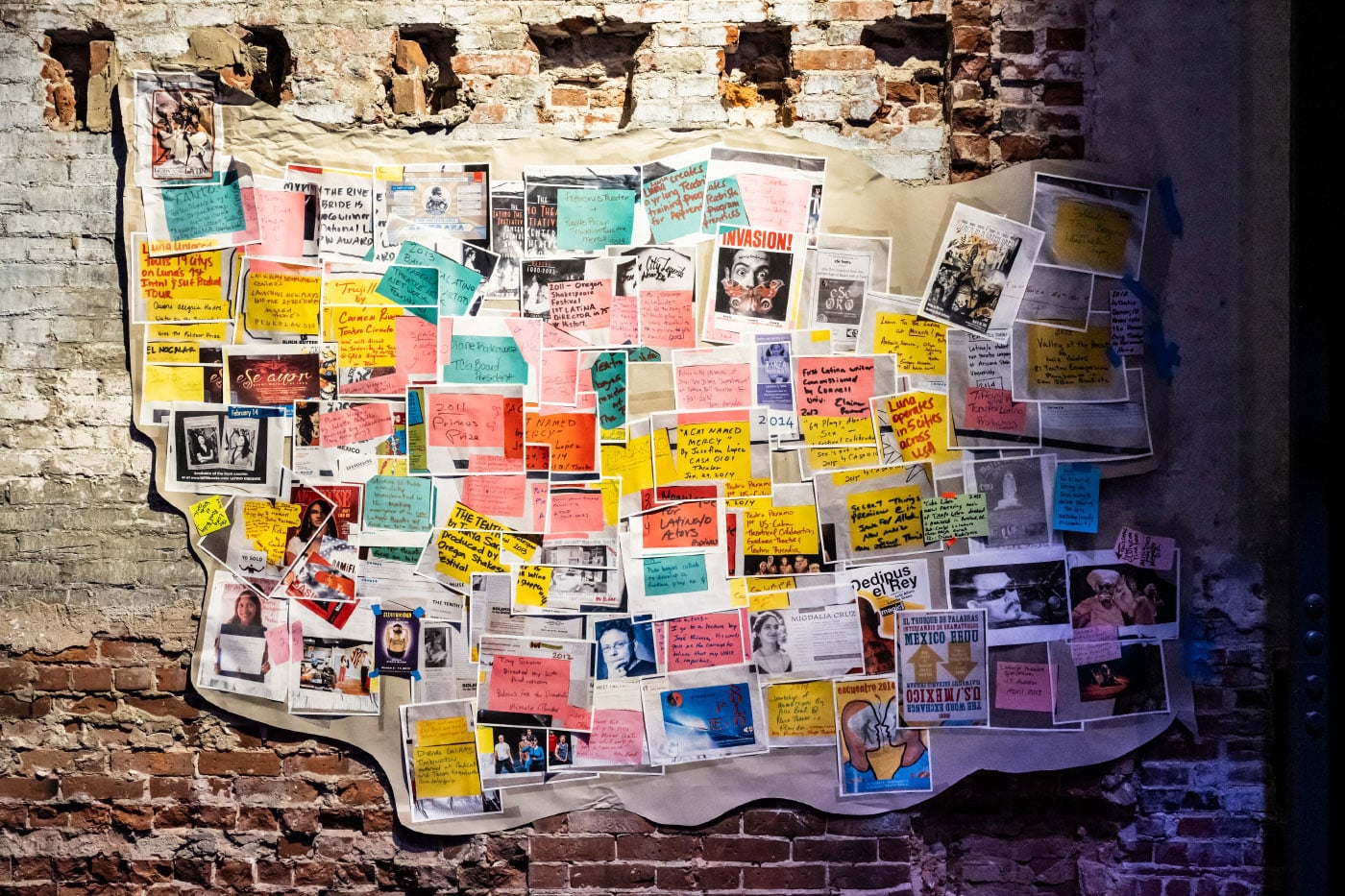 colorful handwritten notes posted on wall