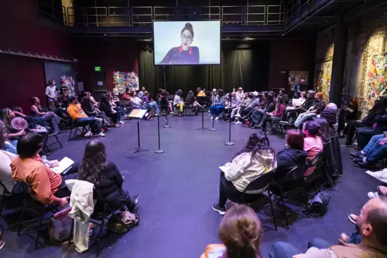 Amelia Acosta Powell shares the programming announcement with attendees at the LTC Tenth Anniversary Convening in Boston, Massachusetts on 15 March 2024. Photo by Anna Olivella.
